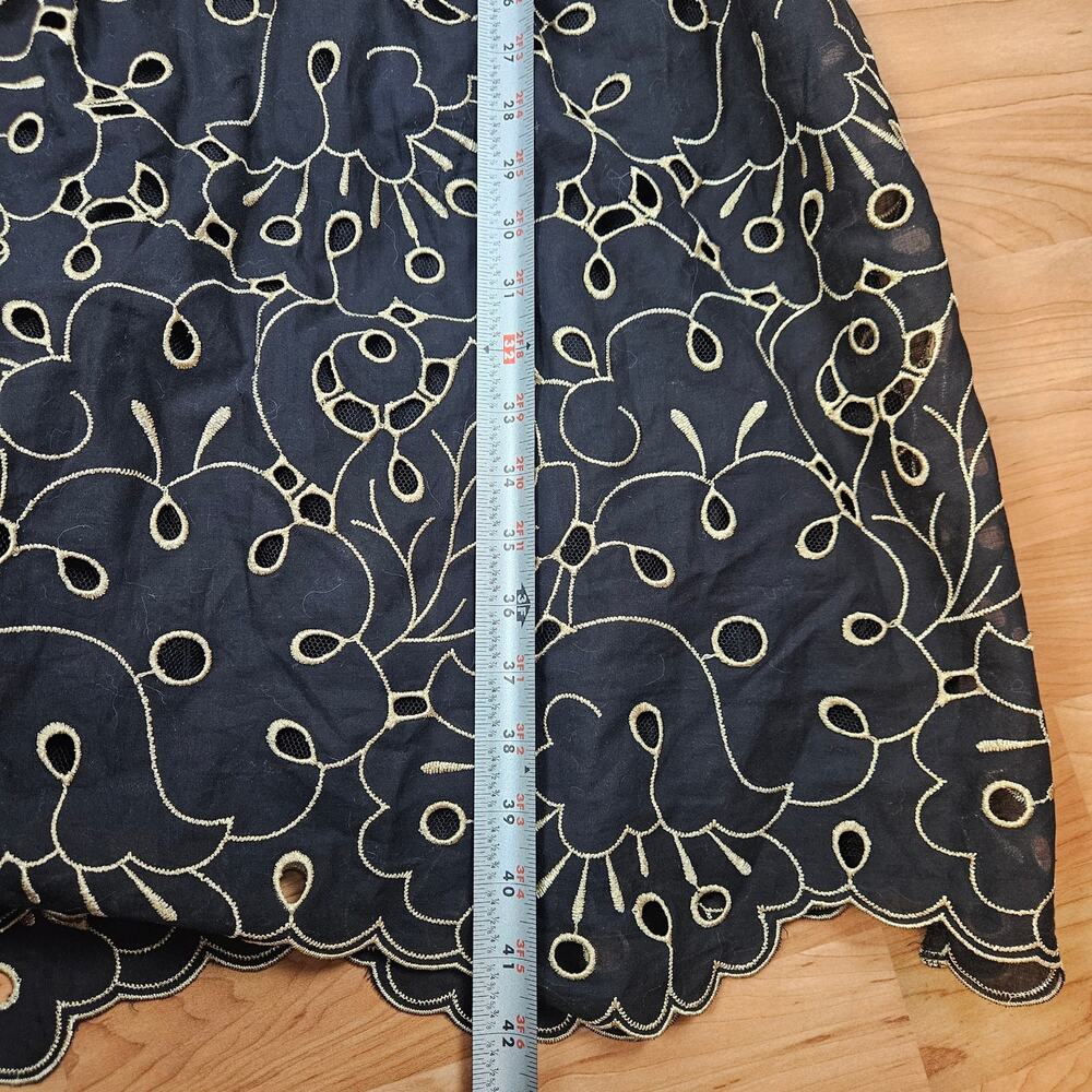 Maeve Anthropologie Black Gold Embroidered Midi Dress Spaghetti Strap M - Picture 8 of 10